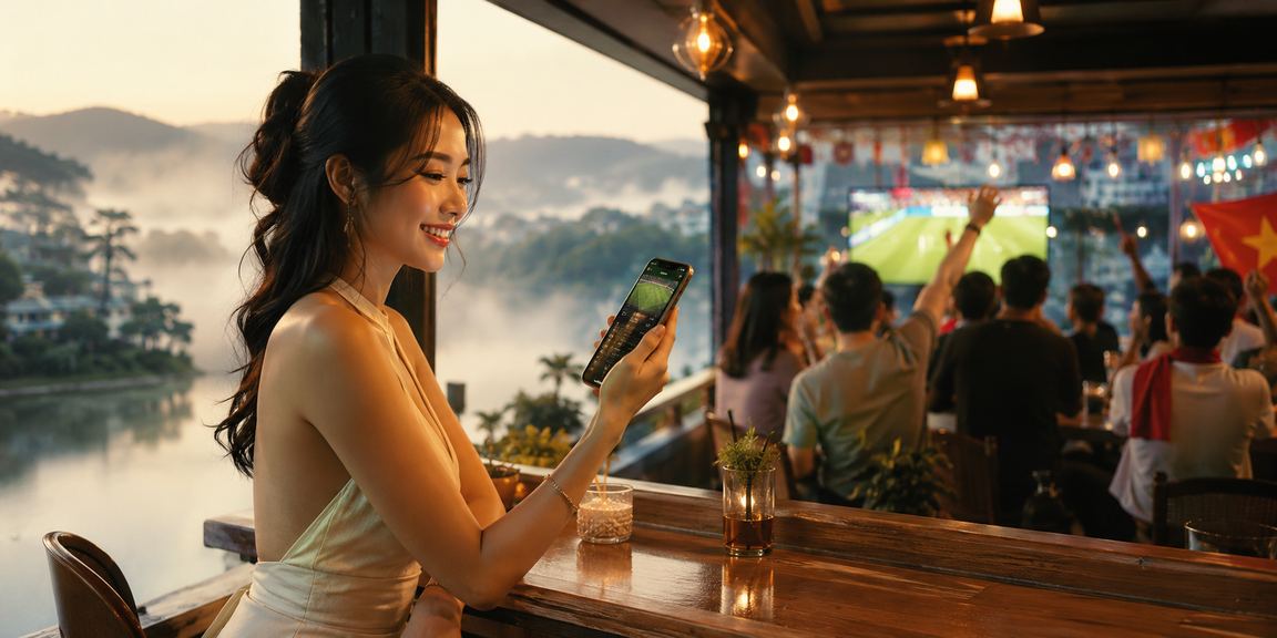 Người dùng mở nền tảng casino mobile trong không khí lễ hội Đà Lạt