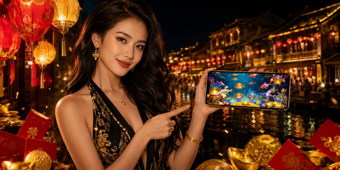 Không gian Hội An với đèn lồng và chủ đề bắn cá giải trí